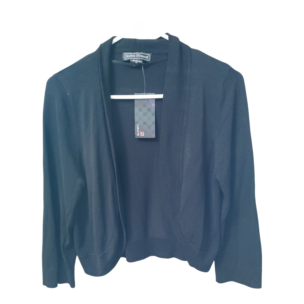 Jessica Howard Black Cardigan Sweater Classic Style